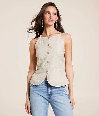 Gilli Floral Embroidered High Neck Tank Top