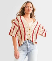 LE LIS Striped Cardigan Sweater