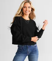 LE LIS Feather Trim Sweater