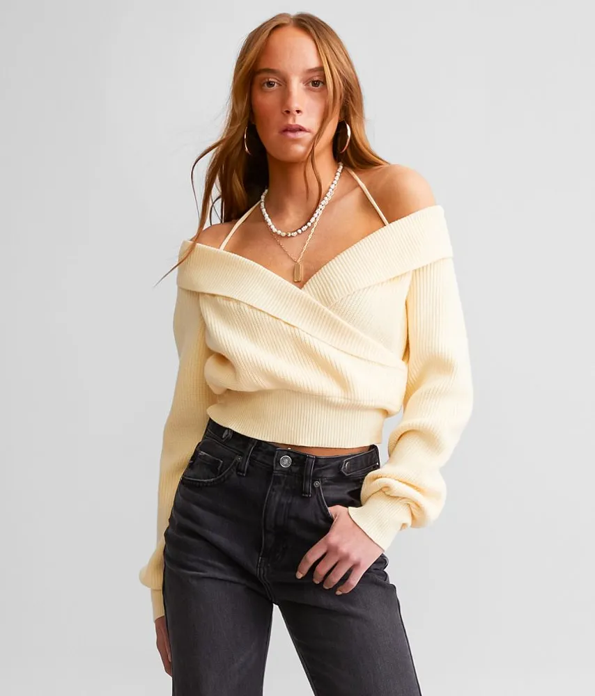 Surplice Off The Shoulder Sweater