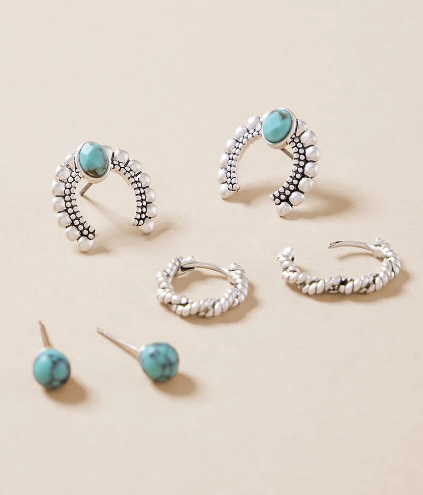 3 Pack Horseshoe Earring Set