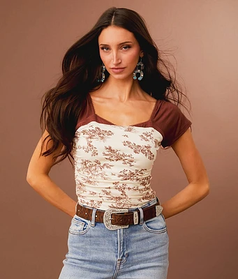 Sterling & Stitch Square Neck Cropped Top