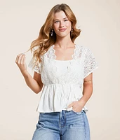 Daytrip Crochet Lace Peplum Top