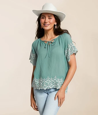 Daytrip Embroidered Eyelet Top