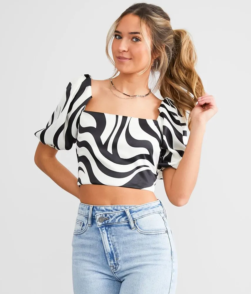 june & hudson Abstract Cropped Top
