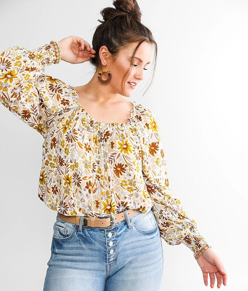 Floral Crinkle Top