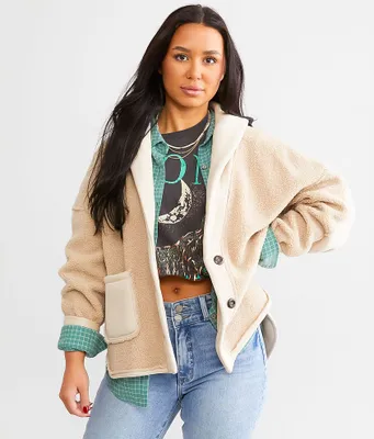 BKE Pieced Sherpa Shacket