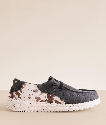 HEYDUDE Wendy Stitch Cow Print Shoe