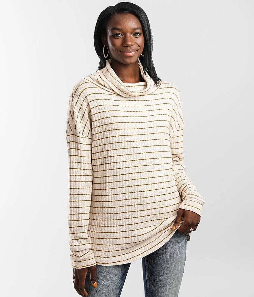 Striped Cowl Neck Top
