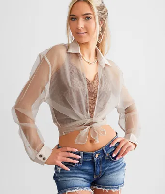 Mable Front Tie Sheer Top