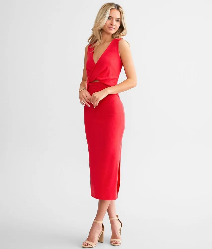 Twisted Surplice Midi Dress