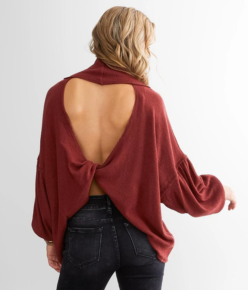 BKE Brushed Knit Ribbed Turtleneck Top