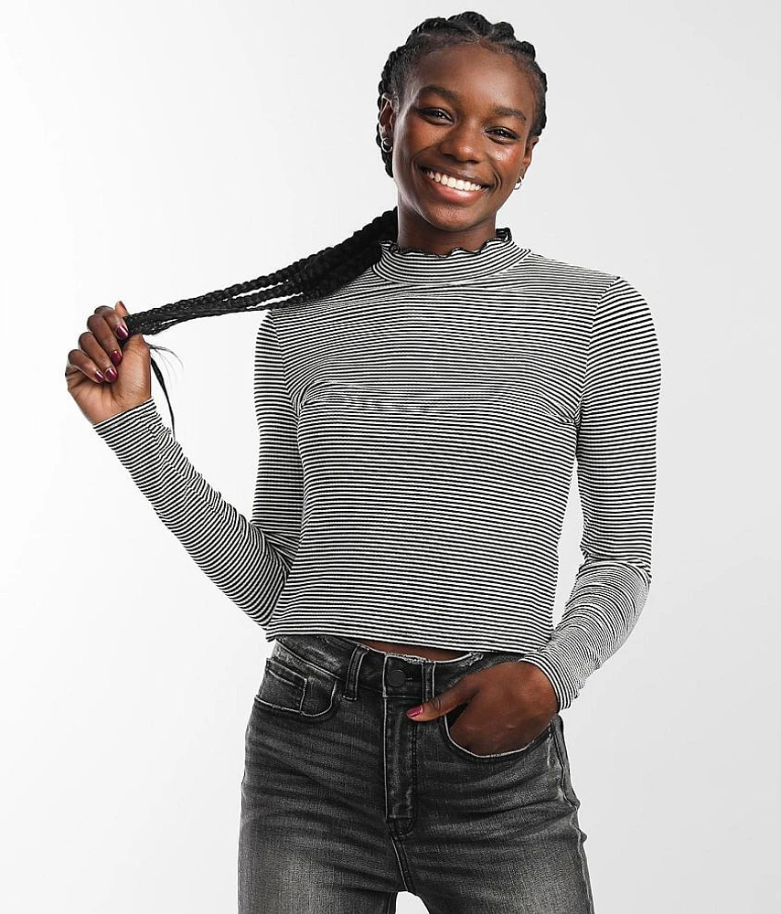 Striped Mock Neck Top