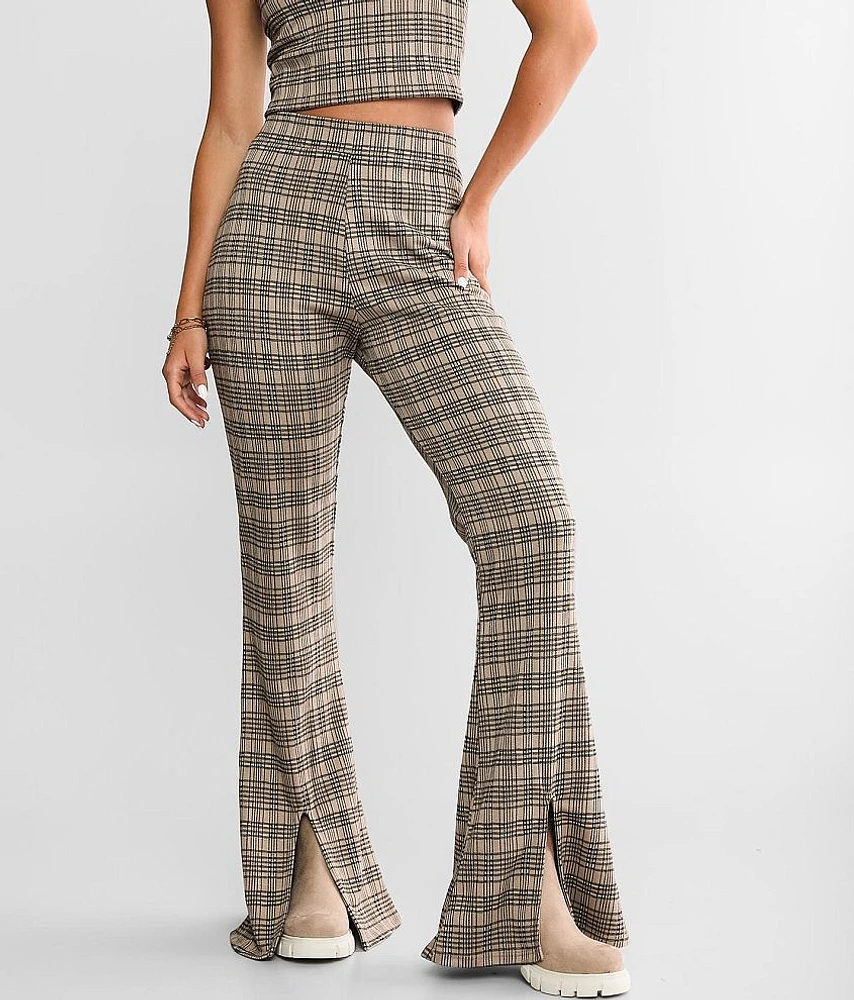 Plaid Split Flare Pant