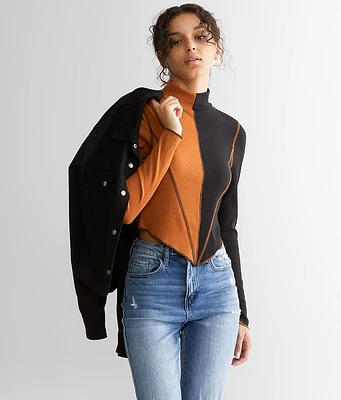 Gilded Intent Ribbed Color Block Top