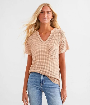 BKE Waffle V-Neck Top