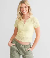 FITZ + EDDI Pointelle Split Neck Top