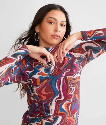 Willow & Root Marble Print Mesh Top