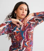Willow & Root Marble Print Mesh Top
