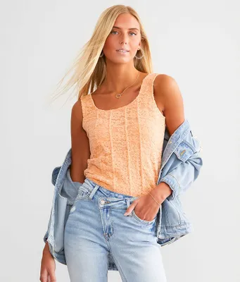 Willow & Root Brushed Floral Lace Tank Top