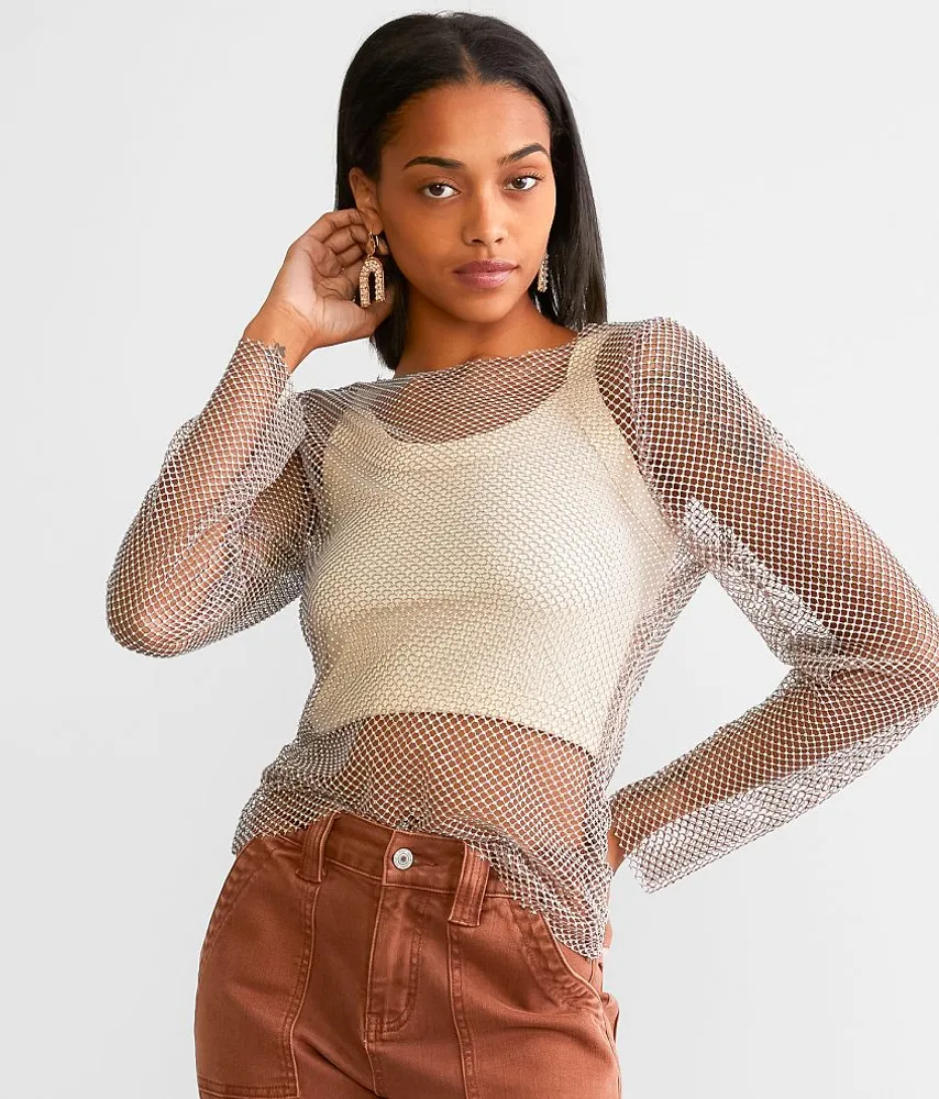 Rhinestone Mesh Top