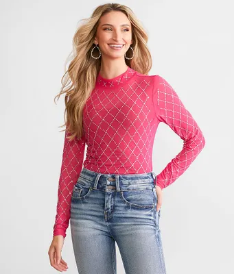 Daytrip Rhinestone Mesh Top