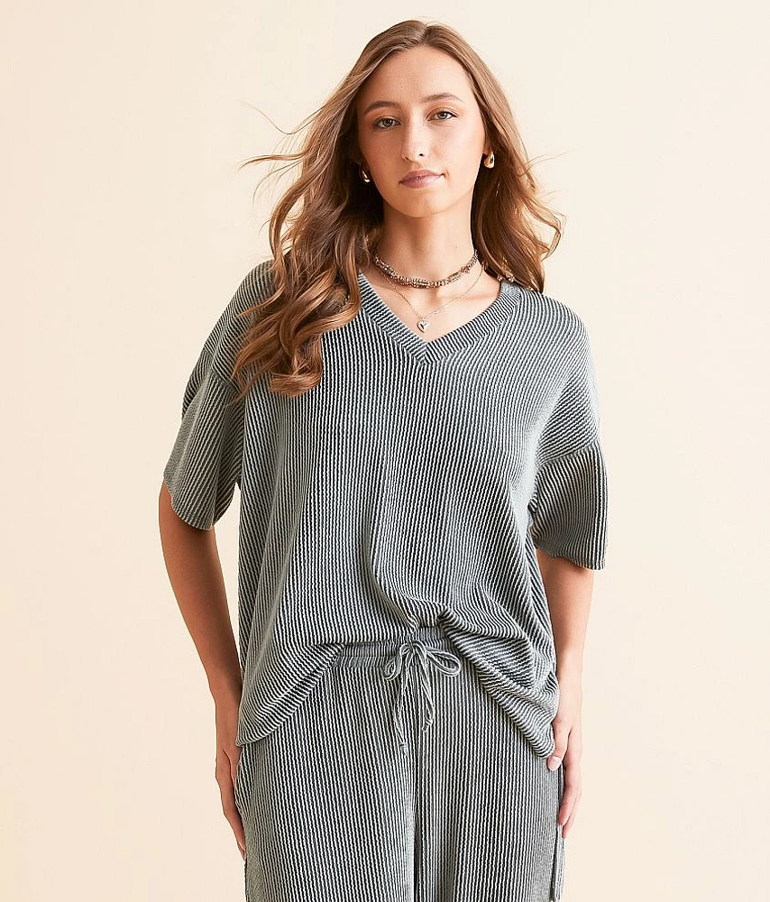 Ribbed Knit Oversized Top