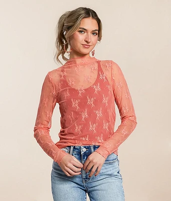 Willow & Root Floral Mesh Top