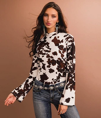 Sterling & Stitch Cow Print Top