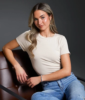 Buckle Black Ribbed Knit Top