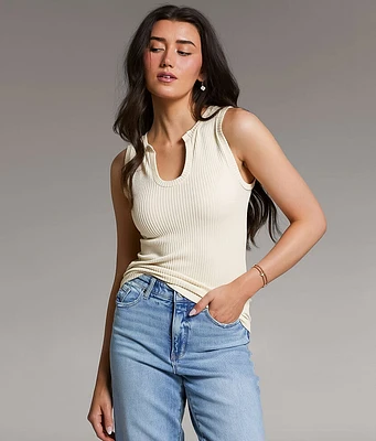 BKE core Textured Notch Neck Tank Top