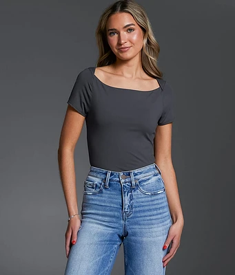 Buckle Black Boatneck Shaping & Smoothing Top