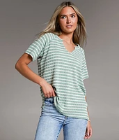 BKE Raw Edge Striped Top