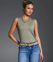 Buckle Black Ruched Tank Top