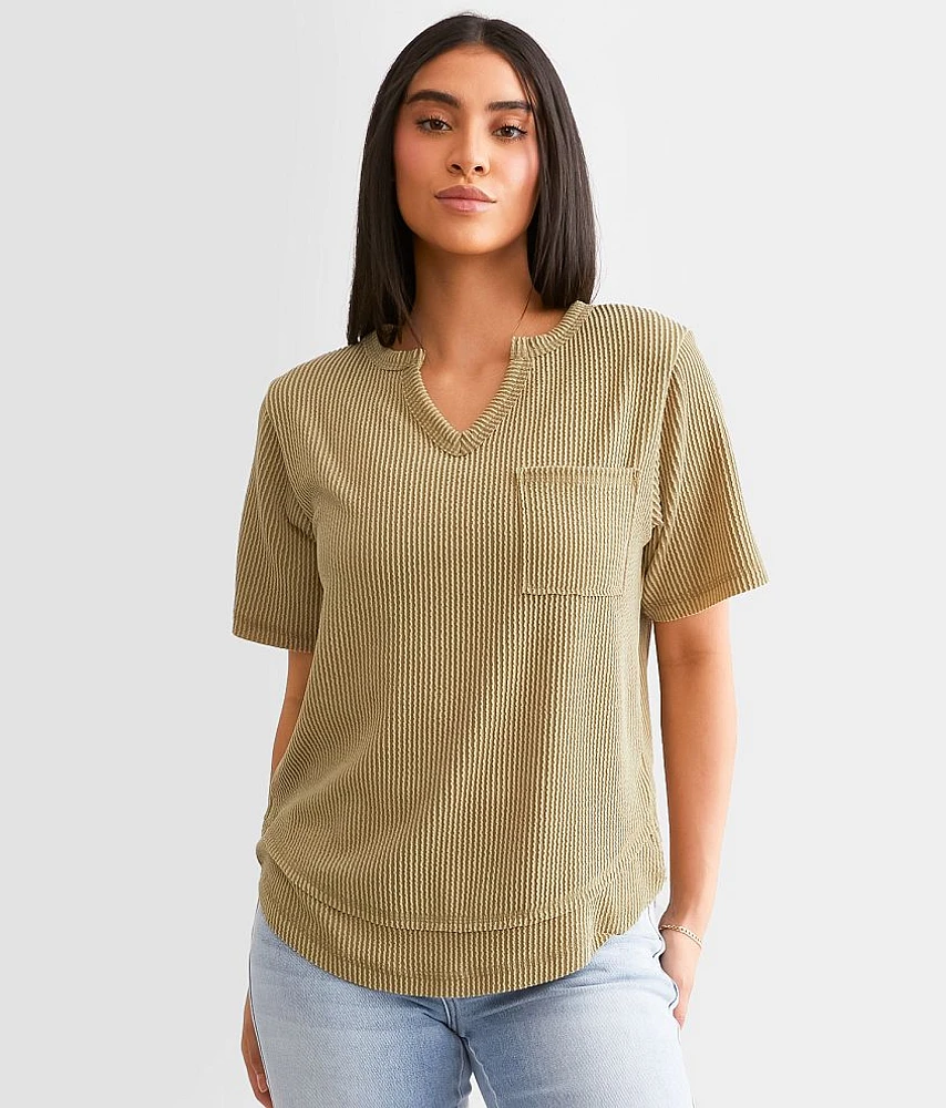 Textured Notch Neck Top