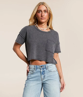 FITZ + EDDI Washed Waffle Cropped T-Shirt