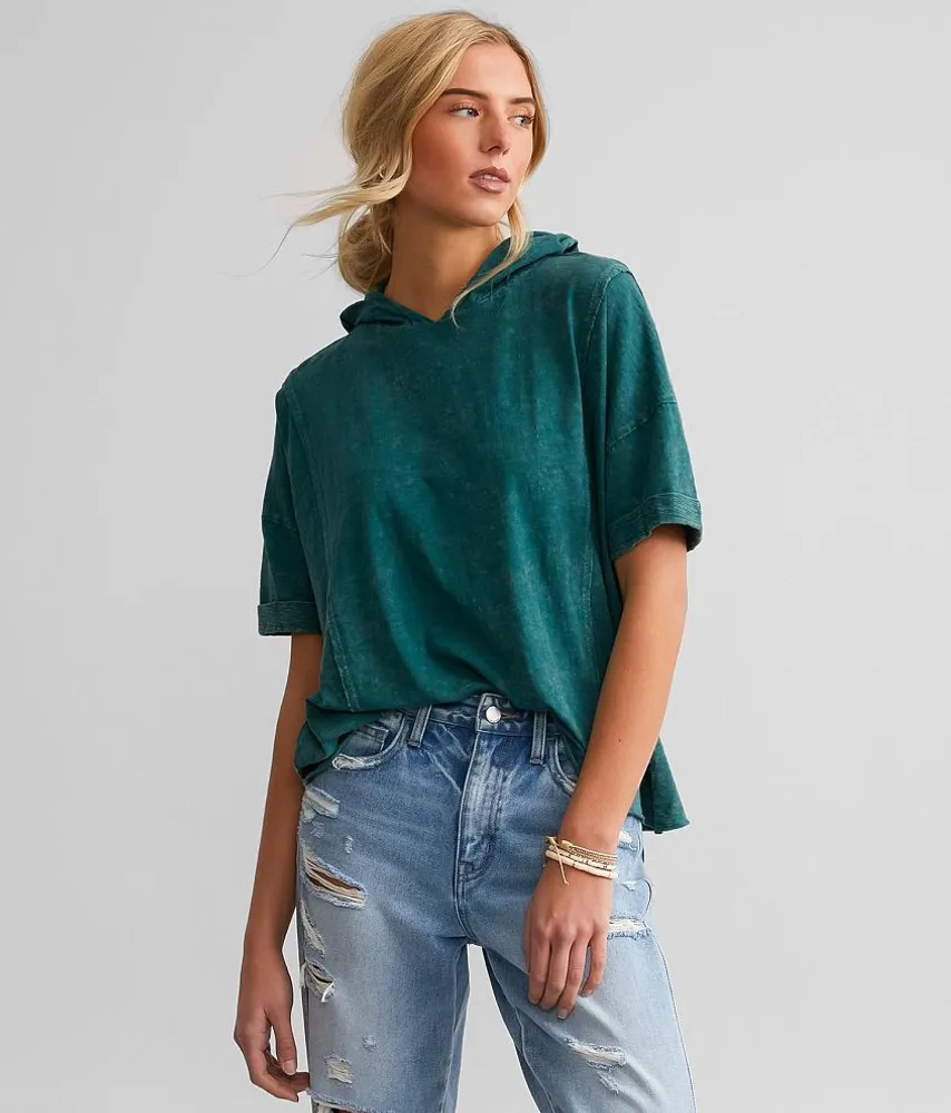 Raw Edge Hooded T-Shirt