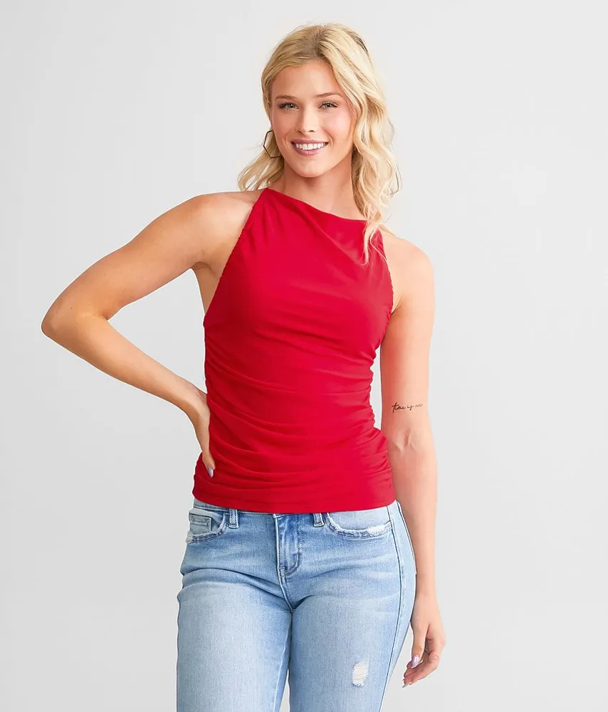 Open Back Mesh Tank Top