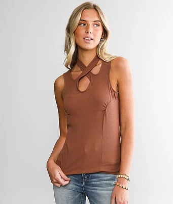 red by BKE Pieced Halter Tank Top