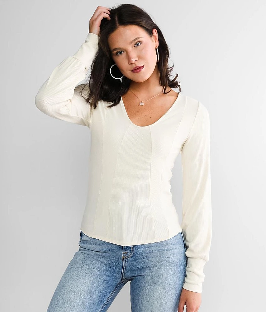 Pieced Rib Knit Top