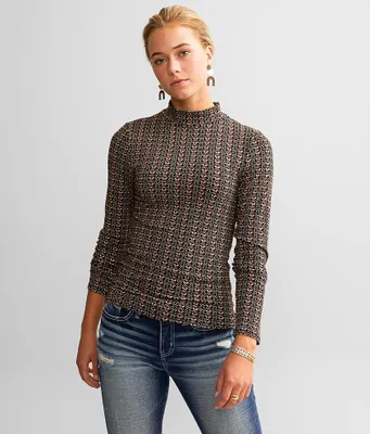 red by BKE Fitted Mock Neck Top