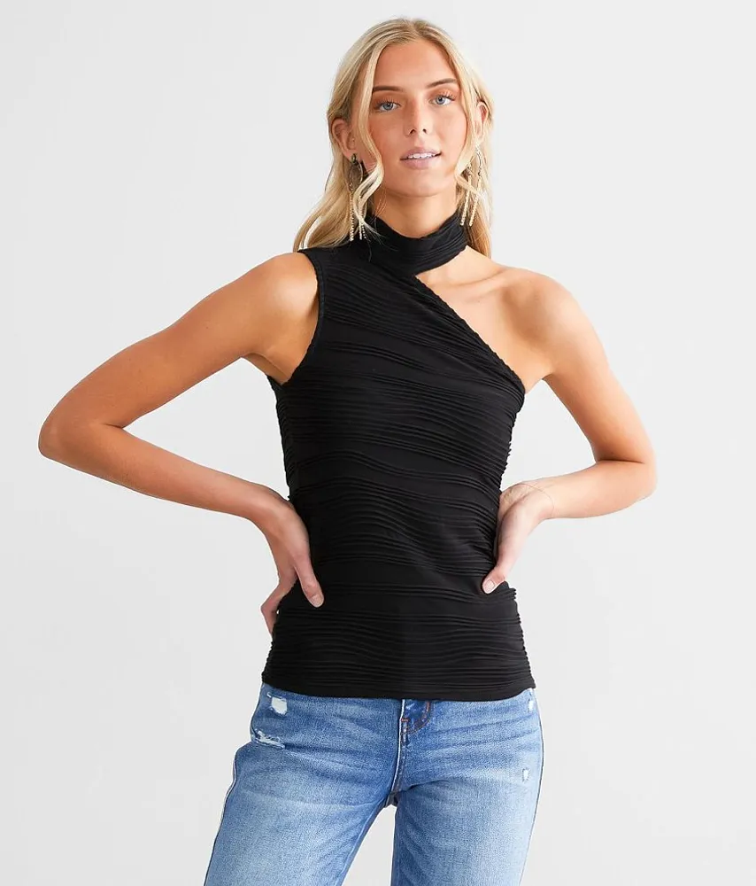 Asymmetrical Pleated Tank Top