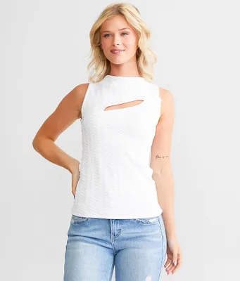 red by BKE Textured Mock Neck Tank Top