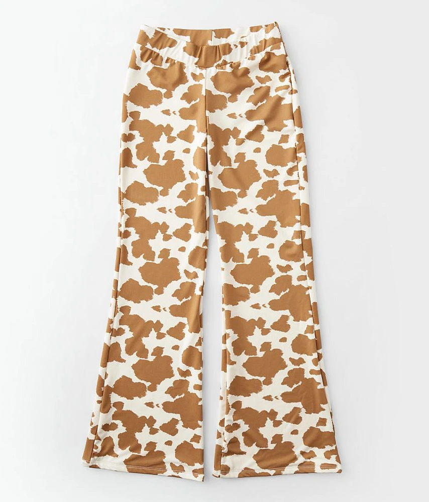 Girls - Cow Print Flare Legging