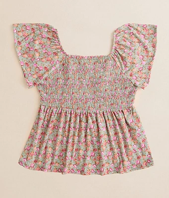 Girls - BKE Floral Smocked Peplum Top