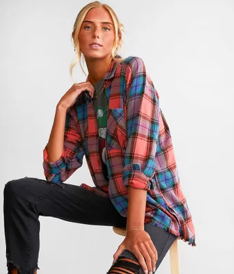 Gilded Intent Plaid Boyfriend Flannel Shirt