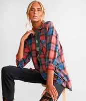 Gilded Intent Plaid Boyfriend Flannel Shirt