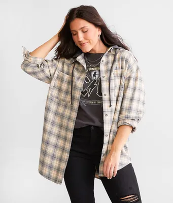 BKE Hooded Flannel Boyfriend Shirt