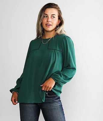 Buckle Black Crinkle Woven Top