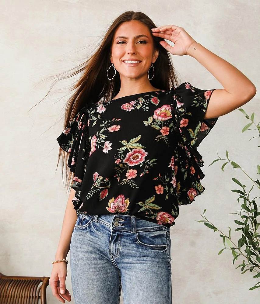 Ruffled Floral Top